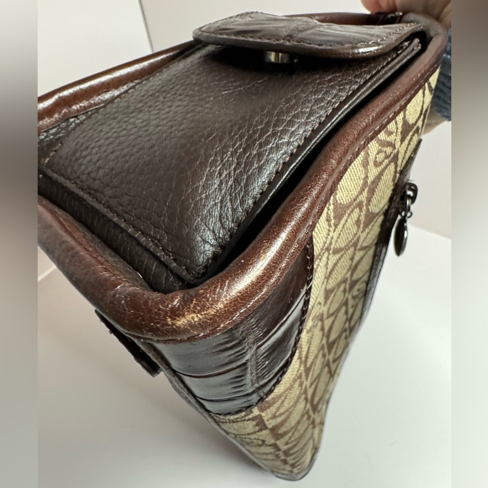 ๐#163 Brighton Heart Signature Jacquard & Croc Embossed Leather Shoulder Bag - Picture 9 of 16